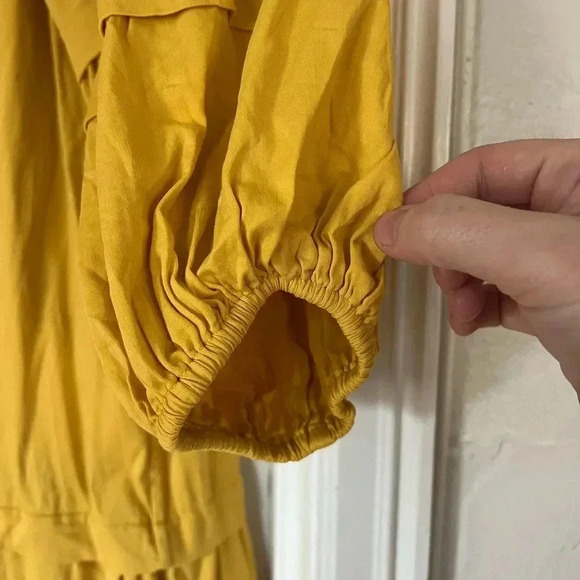 Elie Tahari Anthropologie Mustard Yellow Tiered Dress - Size XL cotton boho - Picture 7 of 11